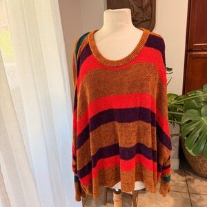 Free People Oversized Striped Sweater Boho Slouchy Size S